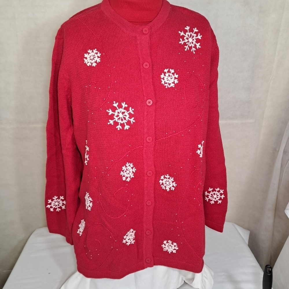 Cherokee Red & White Long Sleeve Crew cut Xmas zo